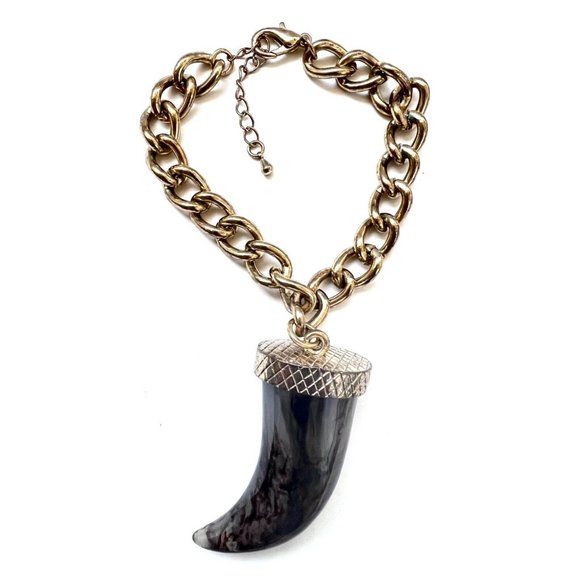 Men/Woman Tiger Tooth Plastic Brown-Gold Color Adjustable Chain Bracelet - Picture 3 of 3